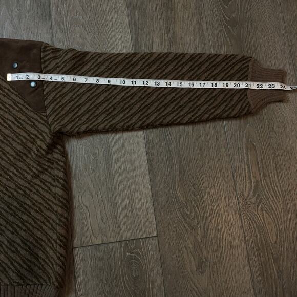 Vintage SFINGE Made in Italy Brown Pattern Alpaca Wool Blend Sweater Grandpa - Picture 8 of 10